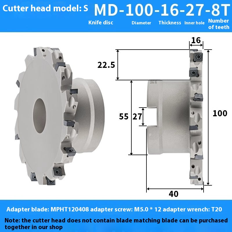 2079-CNC sleeve SMD side and face milling cutterhead CNC indexable chip SMC cutterhead T-slot grooving MPHT06 Shandong Denso Pricision Tools Co.,Ltd.